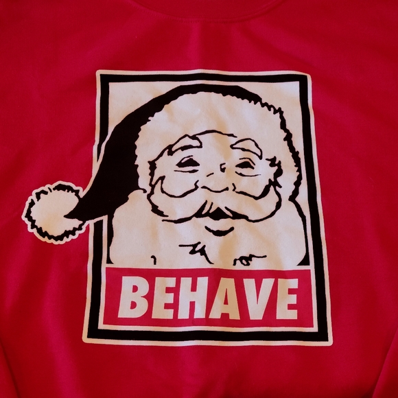 Men's Holiday Crewneck Sweatshirt L Obey Style Red - Picture 5 of 5
